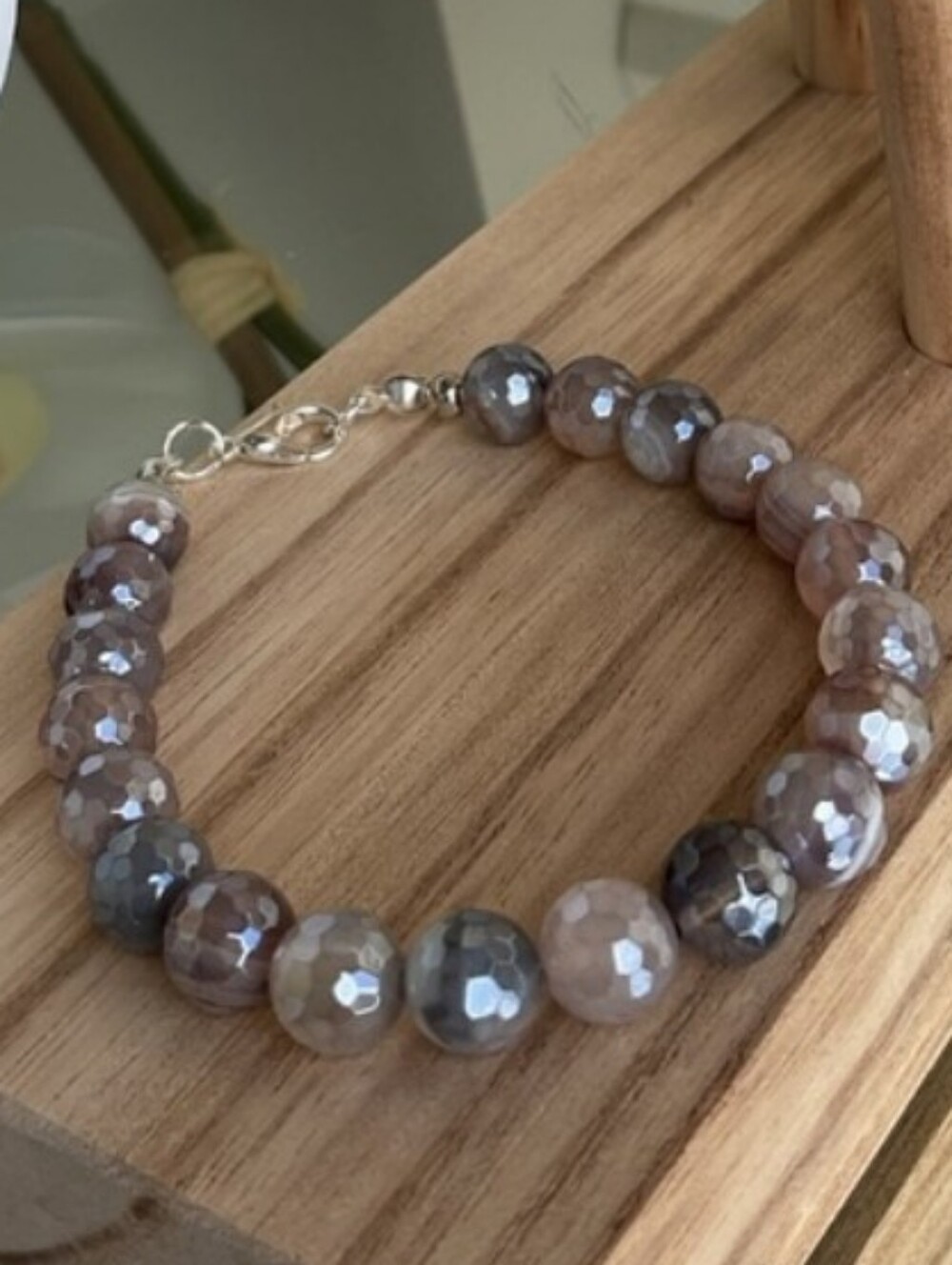 Moon pearl Agate Bead Bracelet